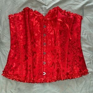 Red Brocade Corset Top